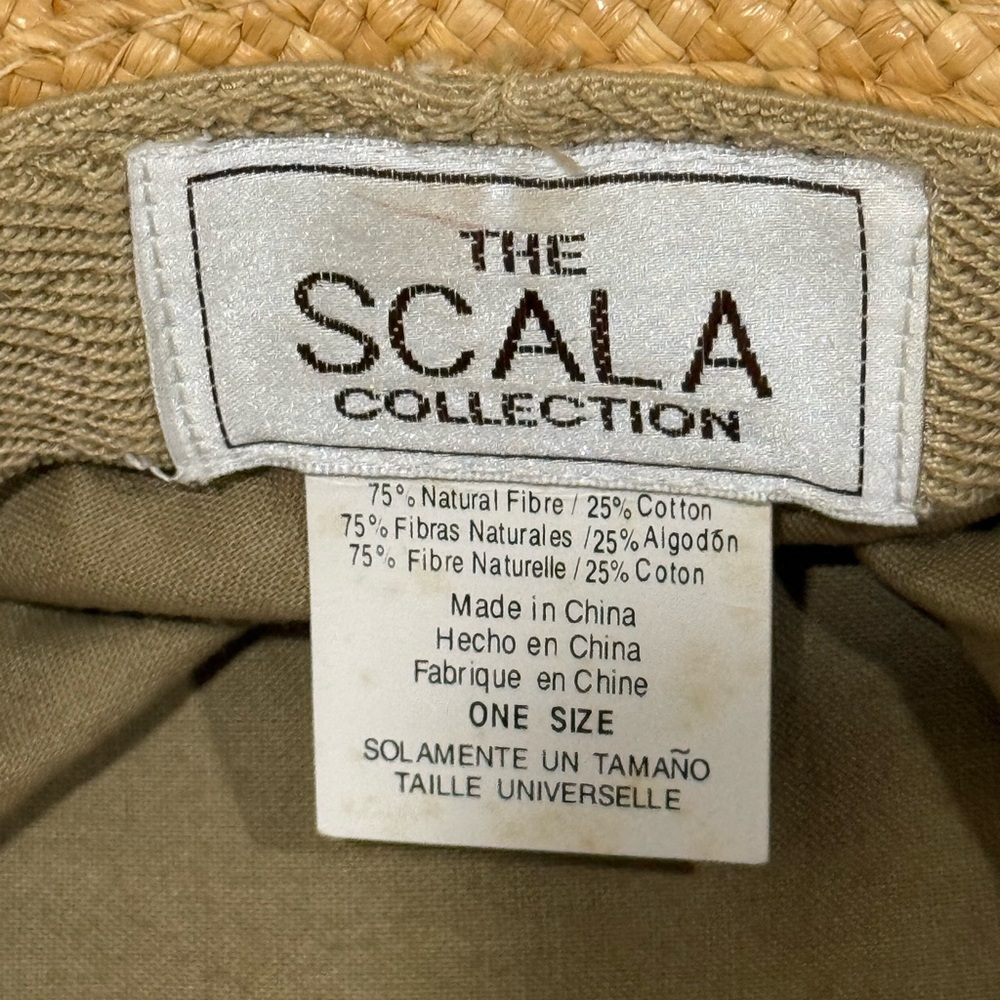 Scala Collection Straw/Canvas Hat Slight Discolor… - image 2